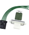 AC Blower Motor Resistor For Dodge Durango Dakota Grand Caravan Aspen Jeep Commander Chrysler Town And Country 2001 Through 2010 HVAC Heater AC Replacement Part Fits Multiple Models shown with green wires and connector