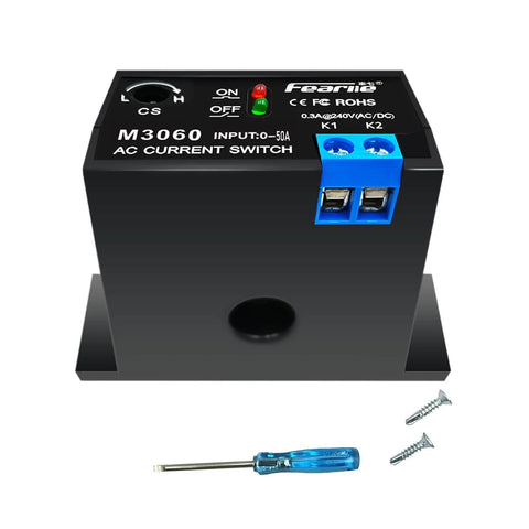 AC Current Sensing Switch Relay 0 to 50 Amp Normally Open Or Normally Closed Current Sensor Monitoring Relay With PLC Linkage Signal And Overload Protection M3060 module with connectors and screwdriver