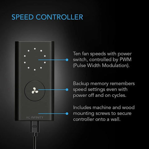 Speed controller for Quiet 6 Inch Inline Duct Fan With Wired 10 Speed Controller And EC Motor For Grow Tents And Hydroponics