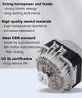 Side view of YZF18-25 Fan AC Motor 120V 18W 1.01A 60Hz Shaded Pole Condenser Motor with strong horsepower and high-quality materials.