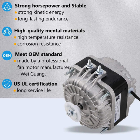 Side view of YZF18-25 Fan AC Motor 120V 18W 1.01A 60Hz Shaded Pole Condenser Motor with strong horsepower and high-quality materials.