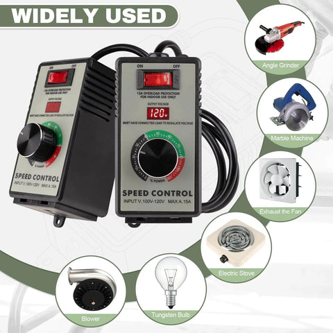 AC Motor Speed Controller 100V-120V 15A Variable Speed Regulator with LED Display for Router, Drill, Fan, and Polishing Machine