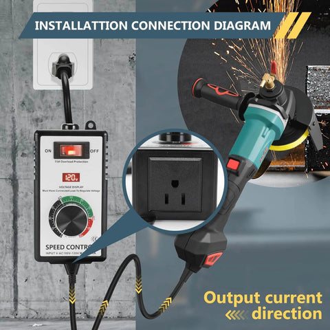 AC Motor Speed Controller 100V-120V 15A Max Variable Fan Speed Controller, Electronic Voltage Regulator & LED Display in use
