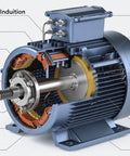Cutaway view of 0.75 Hp General Purpose Motor Single Phase 1800 RPM S115 showing internal components like stator core and cooling fan.