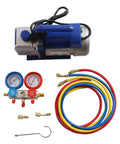 Heavy Duty Vacuum Pump And Manifold Gauge Set For AC Refrigeration Kit 110V 180W One Quarter HP Single Stage Auto And Home Use
