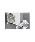 SHNRS-M12 NBK Anti Theft Nuts-Made in Japan installed on a white air conditioning unit with visible mounting details.