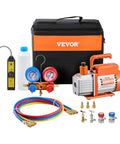 All-in-One AC Vacuum Pump And Gauge Kit With Leak Detector Hoses For Auto And HVAC Service, Universal Refrigerant Compatibility, by VEVOR