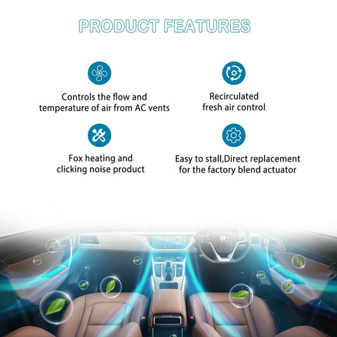 Interior view showing product features of air conditioning controls and replacement options for temperature regulation.