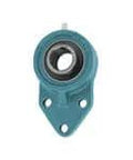 Front view of UCFB204 Single 3-Bolt Flange Ball Bearing Insert 20mm ID, Set-Screw Locking, Cast Iron Housing, Contact Seal with Slinger
