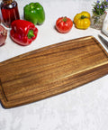 Acacia Wood Cutting Board With Juice Groove For Juicy Roasts And Fish Filleting, Oblong Shape Measuring 15-3-4 Inches By 7-7-8 Inches