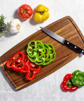 Acacia Wood Cutting Board With Juice Groove For Juicy Roasts And Fish Filleting, Oblong Shape Measuring 15-3/4 Inches By 7-7/8 Inches, ideal for slicing peppers and tomatoes