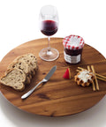 18 Inch Acacia Wood Lazy Susan for Tabletop and Countertop Use with bread, cheese, jam, and wine. Extra large serving tray.