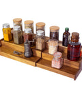 Acacia Wood 3 Tier Spice Rack For Cabinet Or Kitchen Expands From About 12 Inches To About 21 Inches With Clear View Spice Organizer