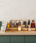 Acacia Wood 3 Tier Spice Rack For Cabinet Or Kitchen Expands From About 12 Inches To About 21 Inches With Clear View Spice Organizer