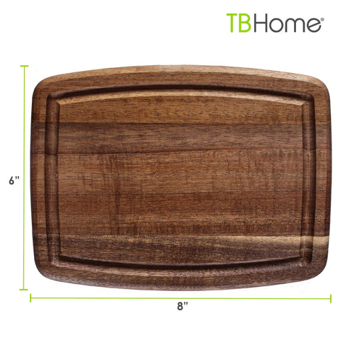 Must Have Acacia Wood Cutting Board With Juice Groove 8x6 Inch Small Kitchen Prep Board For Bread Fish And Snacks