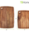 Two Piece Acacia Wood Cutting Board Set For Kitchen Prep, Dual Boards For Meat And Veggies To Prevent Cross Contamination