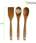 3 Piece Acacia Wood Kitchen Utensil Set With Spatula Slotted Spoon And Cooking Spoon For Flip Stir And Scoop In Nonstick Pans And Everyday Cooking Your Go To Tool For Home Chefs, 12-1/2 inches