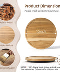 Diagram showing Acacia Wood Lazy Susan Turntable 10 Inch with natural grain, waterproof paint, and 1.1-inch height dimensions.