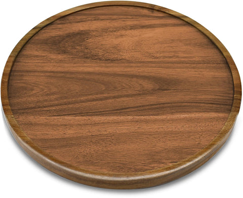 12 Inch Acacia Wood Lazy Susan Organizer For Cabinet And Pantry Kitchen Storage Turntable With 360 Degree Rotation