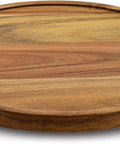 9 Inch Acacia Wood Lazy Susan Turntable for Cabinet and Pantry Organization, durable solid wood spice organizer with natural grain finish.