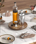10 Inch Acacia Wood Lazy Susan Turntable For Kitchen Countertop And Cabinet Organization with bar setup accessories