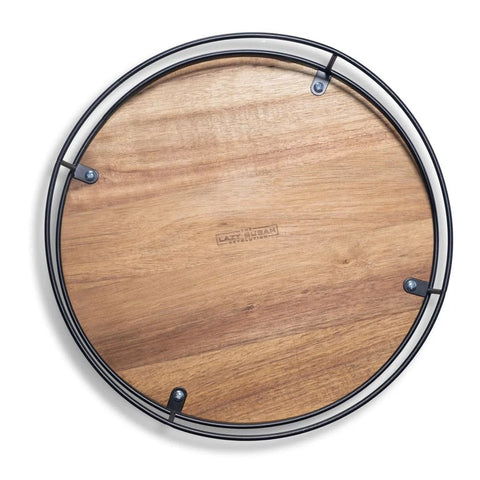 Acacia Wood Lazy Susan Turntable With Black Wire Base 360 Degree Rotation Rotating Kitchen Organizer For Table Pantry Or Cabinet