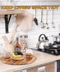 18 Inch Acacia Wood Turntable Organizer Lazy Susan on kitchen countertop with non-slip pads