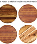 Two Tier Acacia Wood Lazy Susan Organizer showing natural grain variations on round wooden surfaces