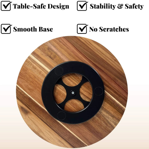 12 inch acacia wood lazy susan wooden turntable organizer base with smooth design for stability and safety on tables.
