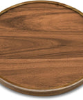 9 Inch Acacia Wood Lazy Susan Turntable for Cabinet and Pantry Organization, durable spice organizer with natural grain.
