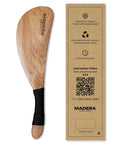 Bed Sheet Tucker Mattress Lifter Tool Made From Sturdy Acacia Wood with ergonomic design and rope grip next to packaging