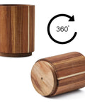 Acacia Wood Utensil Holder For Kitchen Countertop With 360 Degree Rotating Base Large Deep Utensil Crock Holds 15 Plus Cooking Tools