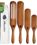 Spurtle Kitchen Tools Wooden Set For Nonstick Cookware, Handmade acacia spurtles with premium wood label and protective bag