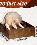 Acacia Wood Utensil Holder for Party Wood Silverware Caddy Organizer Wooden Kitchen Utensil Holder for Counter Paper Plate with 6 Compartments