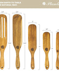 Spurtle Kitchen Tools Wooden Set For Nonstick Cookware, Heat Resistant Spurtles Utensils displayed in various sizes for cooking.