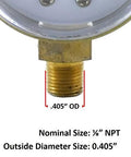 1/8 NPT brass inlet of Low Pressure Acetylene Regulator Gauge 0-30 Psi, 2 Inch Dial With PSI And KPA Readouts, Steel Case, SÜA