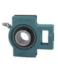 Front view of UCT208 wide slot take-up housing with 40mm sealed ball bearing insert single, cast iron T208 mounted unit.