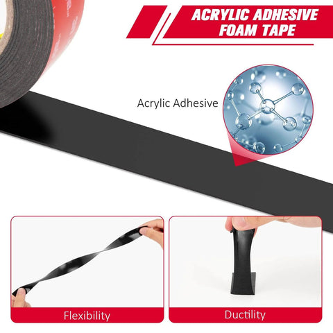 Close-up of Heavy Duty Double Sided Foam Tape 0.5 Inch By 15.4 Feet 5925 Mega Sticky Mounting Tape showing flexibility and ductility