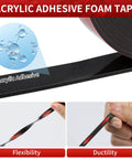 Heavy Duty Double Sided Tape 2 Roll Mounting Kit, 19.68 Ft Total, Waterproof Foam Tape with acrylic adhesive detail