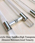 24 Inch Large Glass Door Handle H Shape Double Sided Push Pull Acrylic Crystal With Stainless Steel Anti Fingerprint Finish