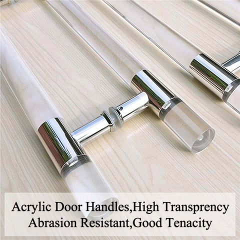 24 Inch Large Glass Door Handle H Shape Double Sided Push Pull Acrylic Crystal With Stainless Steel Anti Fingerprint Finish