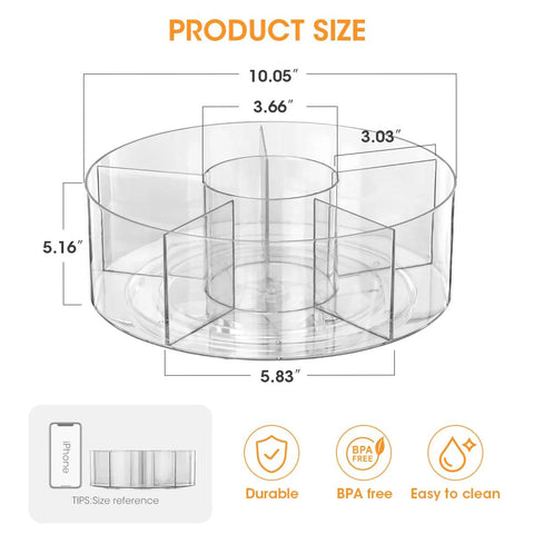 Extra Large Drink Packet Organizer With 360 Degree Rotating Lazy Susan Turntable Acrylic Pantry Organizer dimensions schematic