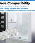 Clear Acrylic Finger Pull For Sliding Shower Doors Replacement Parts 2 Piece Set with installed shower view