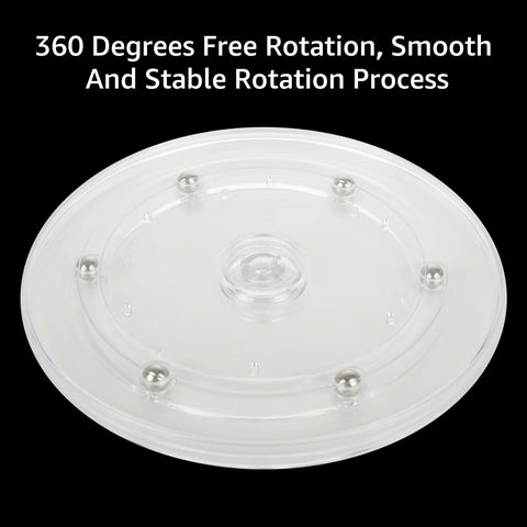 Clear acrylic rotating tray from 4 Pack 6 Inch Lazy Susan Turntables Set with ball bearing swivel base, showing 360-degree rotation.