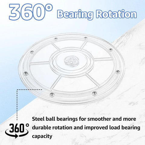 Four 8 Inch Acrylic Lazy Susan Turntables With Ball Bearing Rotation 360 Degree Spinning Trays Clear Organizer Bases 25Kg