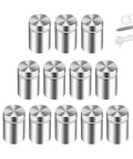 Standoff Screws For Acrylic Signs 12x19mm Pack With 12 Standoffs 24 Spacers And Mounting Hardware, stainless steel set, top view.