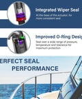 Visual infographic highlighting seal features of 12V Beefed Up Short Extreme Duty Actuator With 2.25 Inch Stroke And Five Sixteenths Inch Hardware Leads With Deutsch Connectors Replacement For Lenco101XDS for marine use.