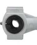 Front view of UETPL206W 30mm Accu-Loc wide take-up thermoplastic housing for sealed ball bearing insert with concentric collar lock.