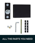 Push Paddle Handle For Adams Rite Storefront Doors kit with aluminum paddle, cam plug, strike plates, allen key, and screws.