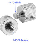 3/8 Inch Female To 1/4 Inch Male Thread Adapter for Camera Monitors Microphones Stands and Tripods Nickel Plated Brass 2 Pack